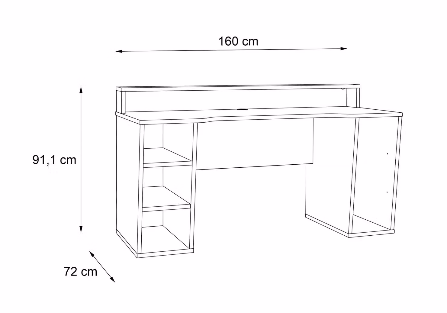 Flair Power X Gaming Desk in Black, W/D/H: 160 x 72 x 91.1 cm – 4
