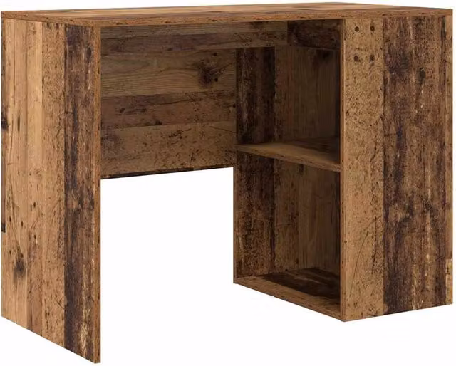 Berkfield Home Writing Desk in Brown Old Wood Finish with Small Storage