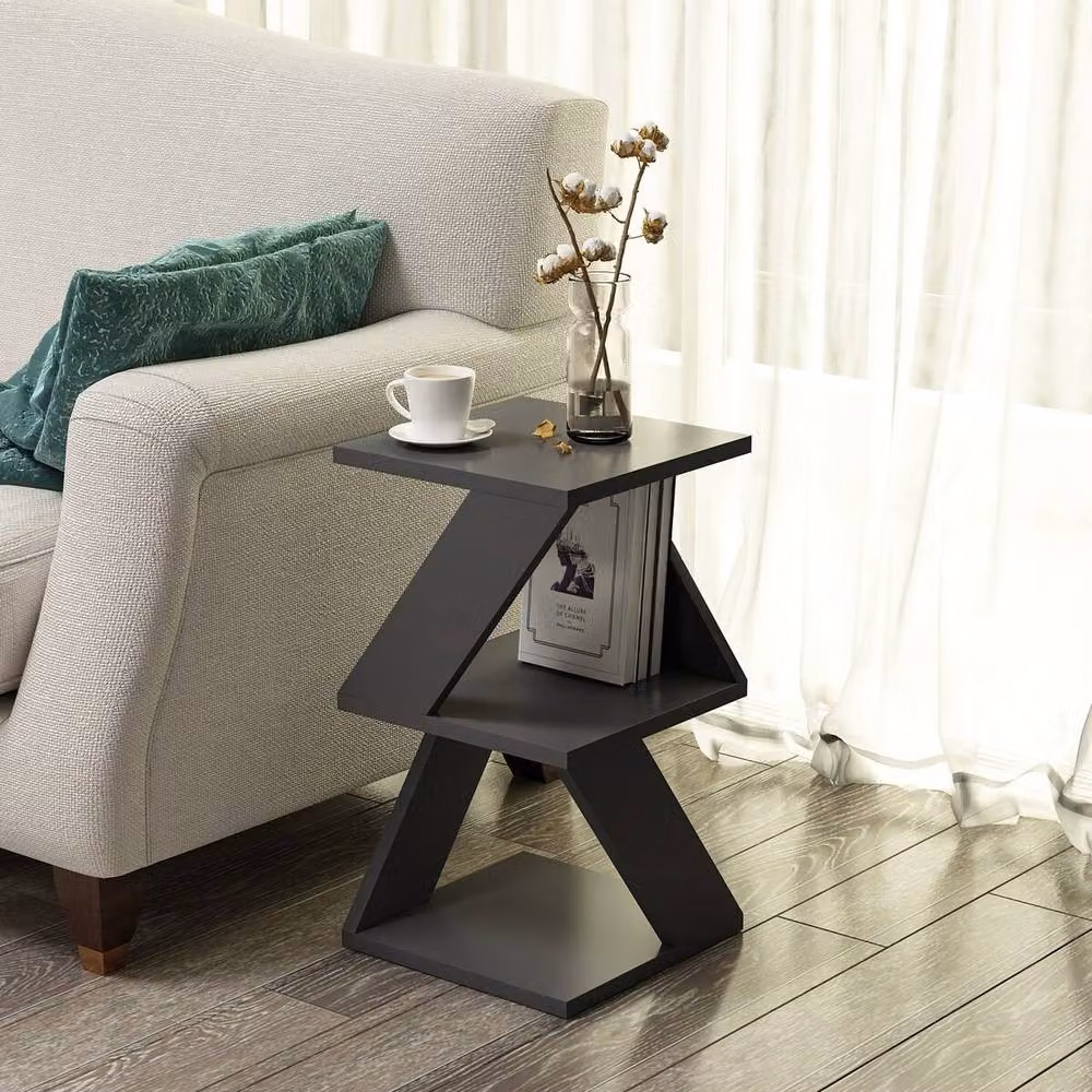 CALICOSY ALBENI 3-Tier Side Table in Charcoal Grey, Height: 50 cm, W/D/H: 30 x 30 x 50 cm – 2