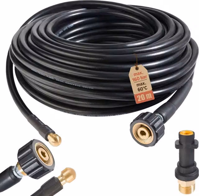 AREBOS Black Pipe Cleaning Hose, 20m