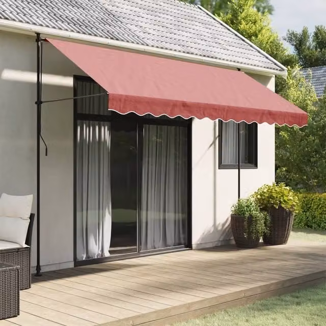 Berkfield Home Replacement Awning Valance Fabric in Burgundy Stripe Red, Length: 3.5 m