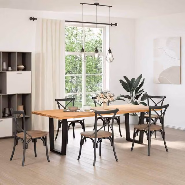 Berkfield Home V-Shape Dining Table Legs, 2 Pieces, Black Steel, W: 60 cm, H: 72-73.3 cm