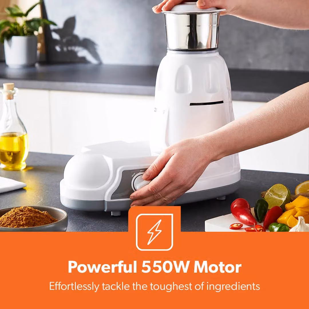 Geepas 550W Mixer Grinder and Blender with 2 Stainless Steel Jars, White – 4
