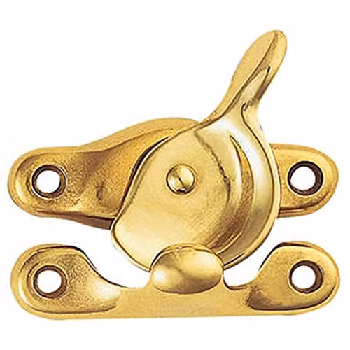 Loops Fitch Pattern Sash Window Fastener in Polished Brass with 49mm Fixing Centres