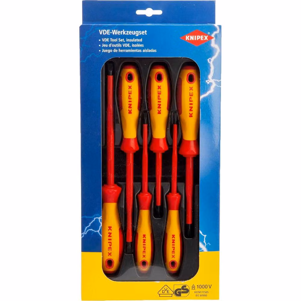 Knipex VDE Manual Screwdriver Set, 6 Piece, Red Steel – 2