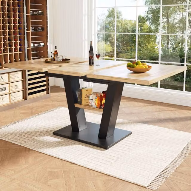 Matteo Extendable Rectangular Dining Table in Beige with MDF Top and Metal X-Frame Legs W/D/H: 118 x 39 x 75 cm