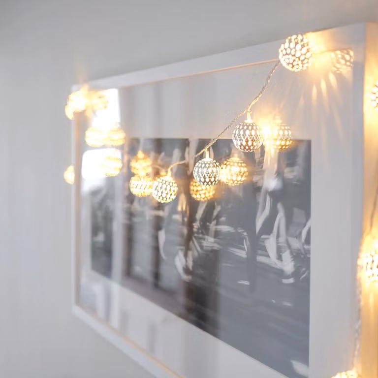 Lights4fun Silver Tangier Moroccan Sphere Fairy Lights with Warm White Glow