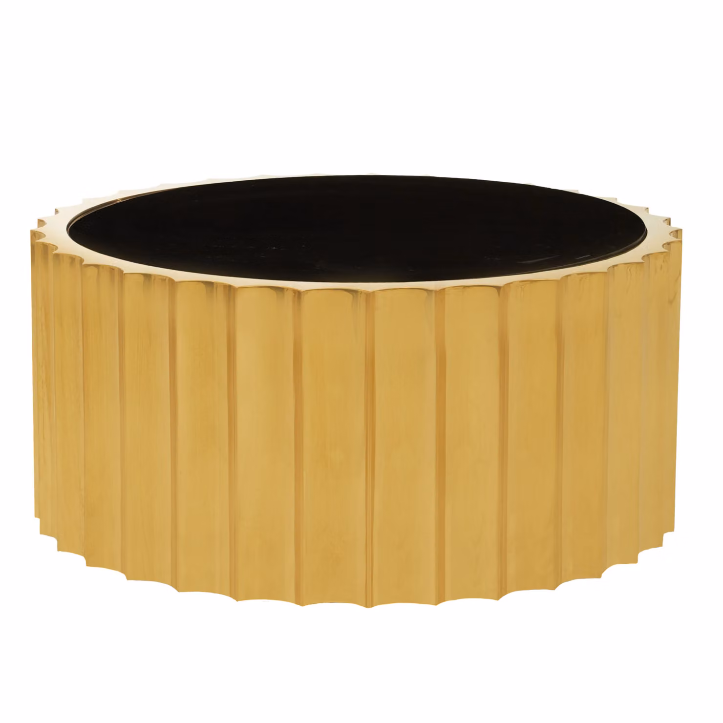 Orsina Round Black Glass and Gold Metal Coffee Table – 3