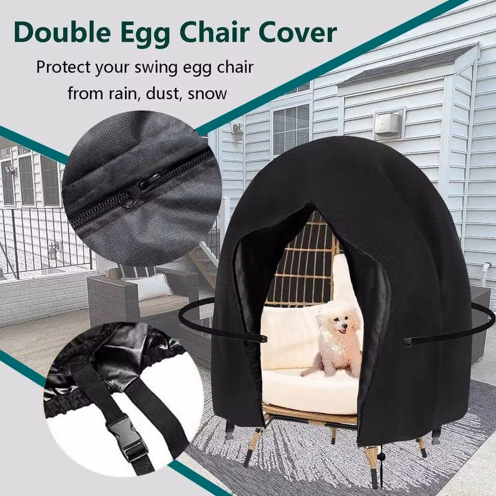 EONLION Heavy Duty Hanging Swing Egg Chair Cover, Black, W 231 cm x H 231 cm – 3