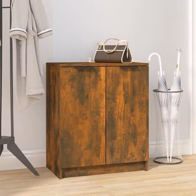 Berkfield Home Smoked Oak Shoe Cabinet in Brown, W/D/H: 59 x 35 x 70 cm – 1