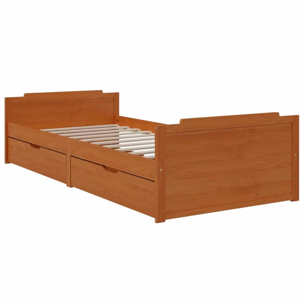 Berkfield Home Solid Wood Pine Bed Frame with Drawers, Honey Brown, W: 90 cm, L: 200 cm – 3