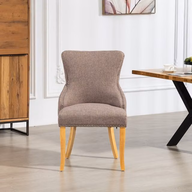 Artemis Home Set of 2 Classic Fabric Dining Chairs in Brown