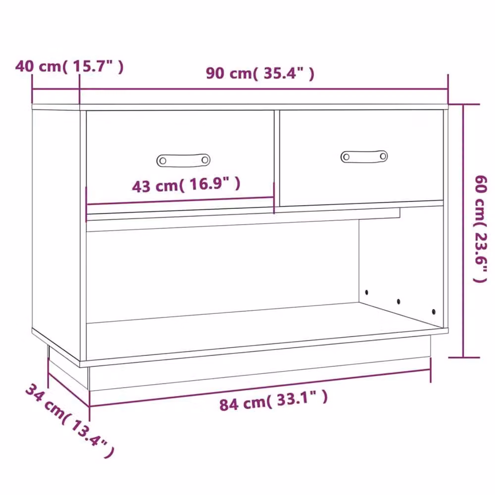 Berkfield Home Grey Solid Wood Pine TV Cabinet W: 90 cm, D: 40 cm, H: 60 cm – 6