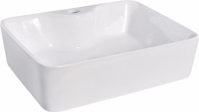 Balterley White Rectangular Soft Square Countertop Vessel Basin, W: 48.5 cm, D: 48.5 cm, H: 13.5 cm