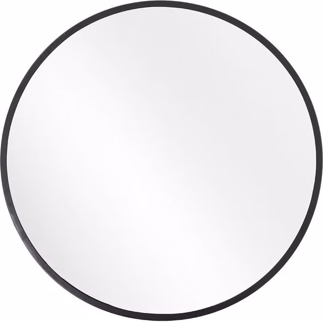 Livingandhome Round Minimalist Metal Wall Mirror in Black