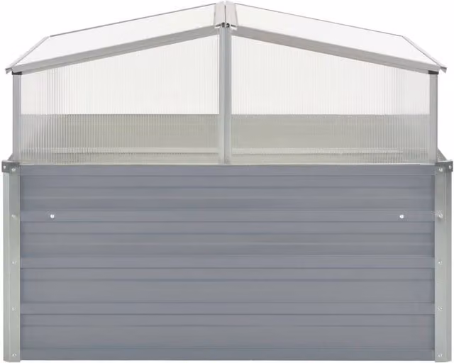Berkfield Home Grey Galvanised Steel Greenhouse with Polycarbonate Panels W/D/H: 100 x 100 x 85 cm – 1