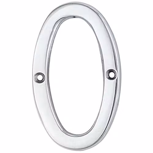 Loops Polished Chrome House Numeral Plaque in Silver