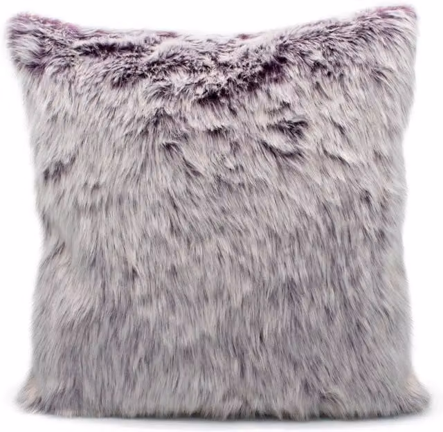 Velosso Ontario Purple Faux Fur Square Cushion, W x D: 56 x 56 cm