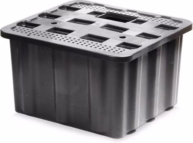 Primrose Heavy Duty Black Plastic Rectangular Water Feature Reservoir Container, 110L – 1
