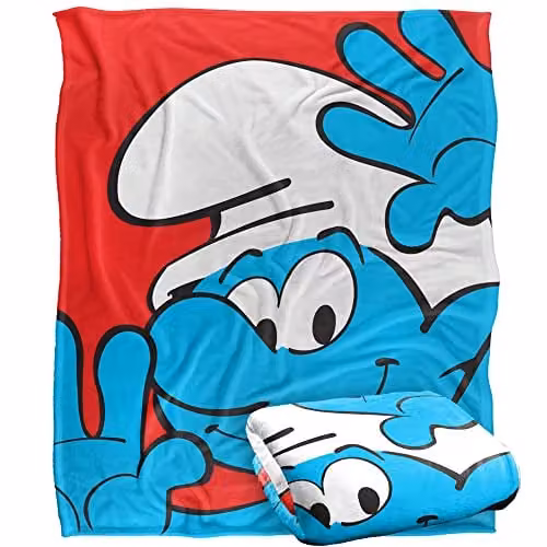 LOGOVISION White and Multicolour Fluffy Microfibre Fleece Throw Blanket W: 152 cm, D: 127 cm – 1