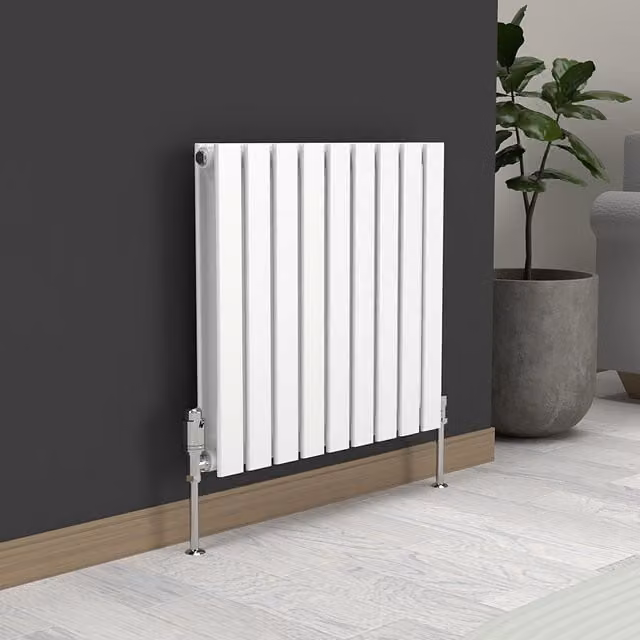 Lux Heat Flat White Horizontal Double Radiator, W: 60.0 cm, H: 63.0 cm, White