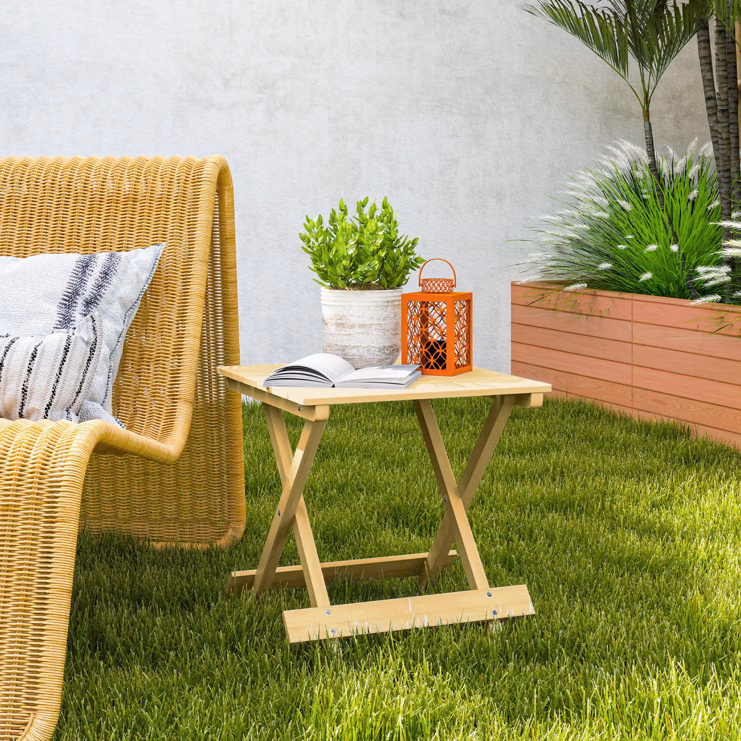 Outsunny Brown Wooden Foldable Outdoor Coffee Table – 6