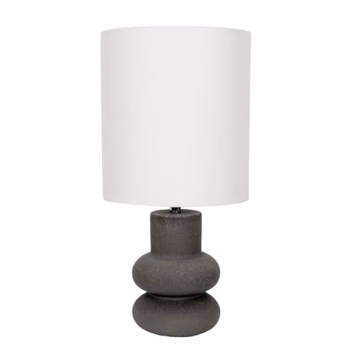 ValueLights Jude Black Stacked Abstract Ceramic Table Lamp with Grey Fabric Drum Shade – 1