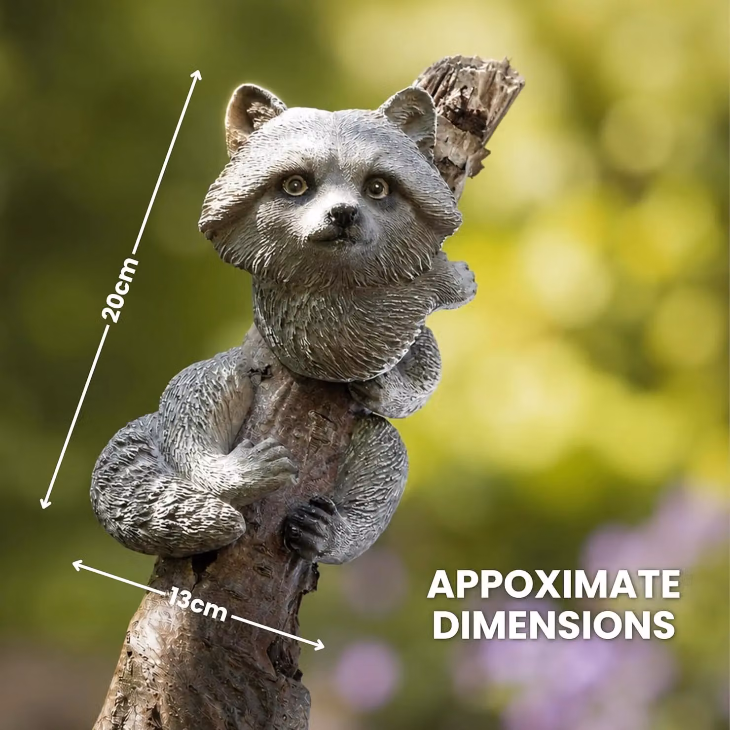 Marco Paul Raccoon Tree Peeker Resin Garden Ornament in Grey – 2