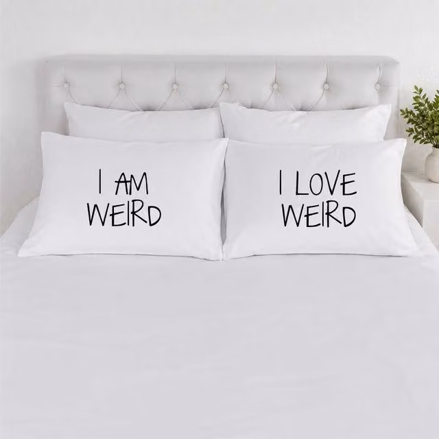 60 Second Makeover I Am Weird I Love Weird Cotton Pillowcases in White