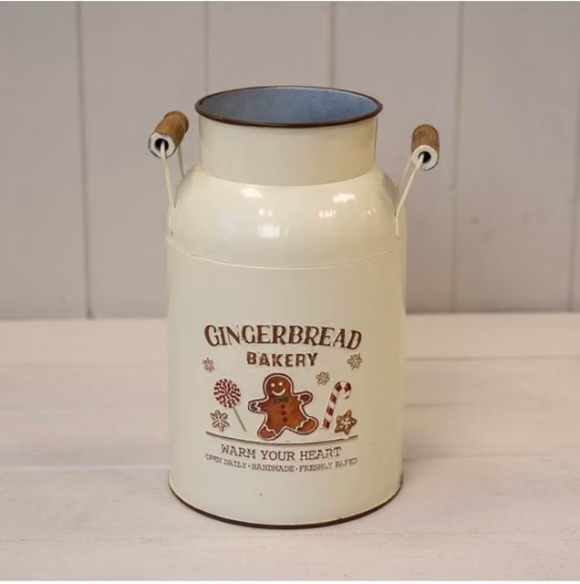 KDMD Gingerbread Bakery Cream Urn with Wooden Handles