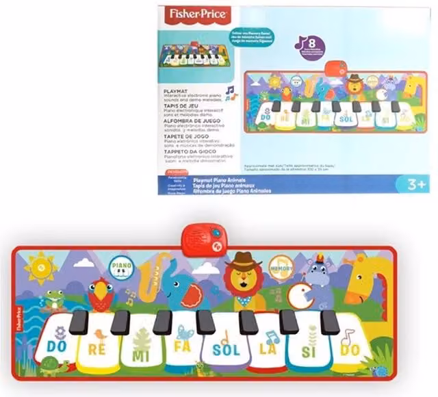 Fisher-Price Kids Musical Animal Piano Playmat with Keyboard in Red and Multicolour