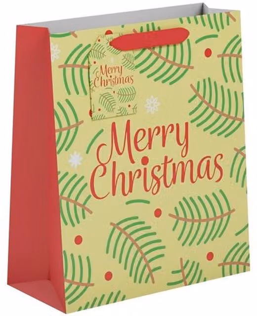 Kingsbury Gifts Medium Christmas Paper Gift Bags in Red, Green and Multicolour