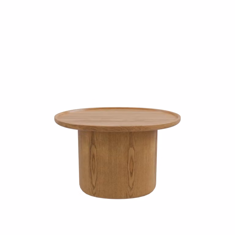 Dome Deco VARNA Art Deco Round Wood Side Table in Brown