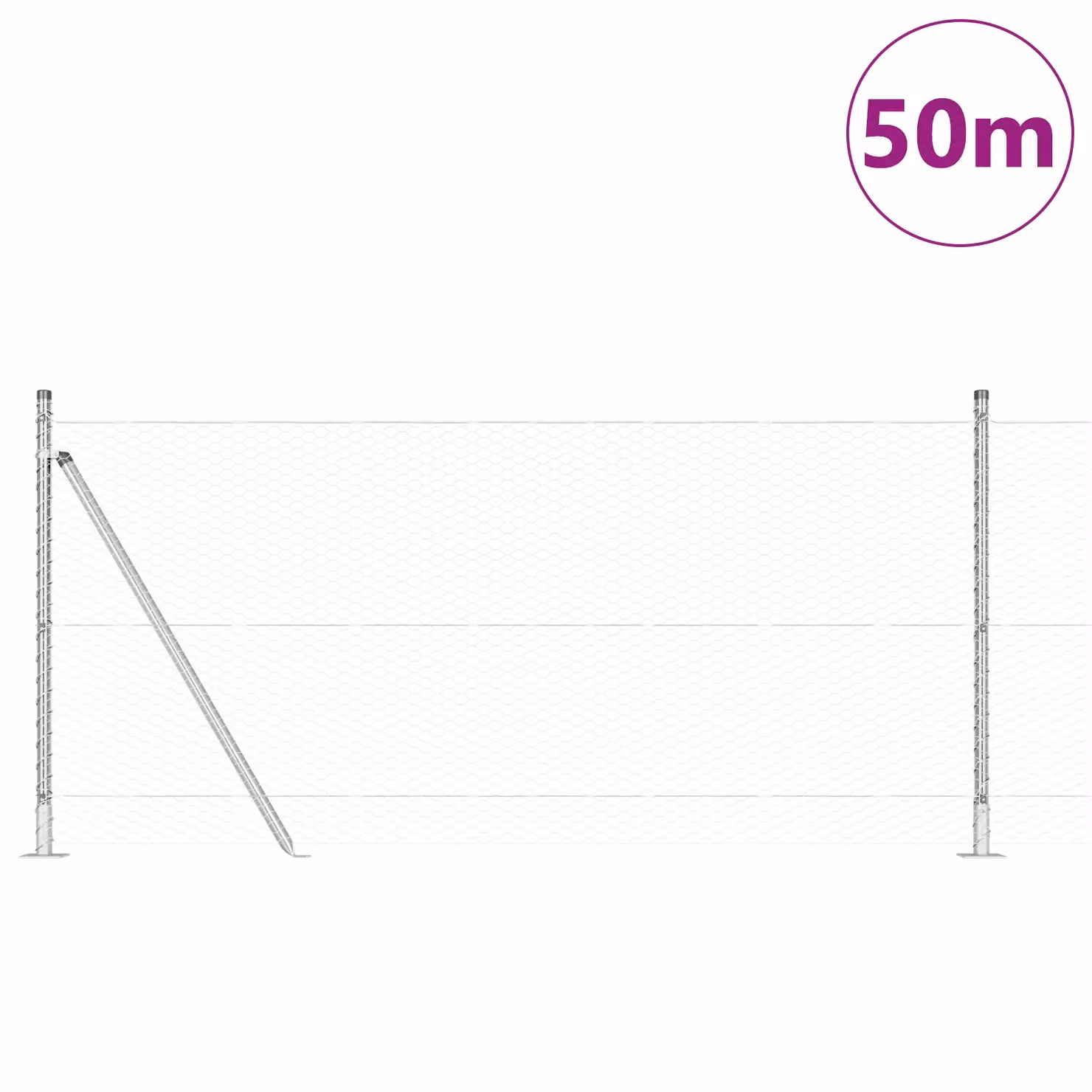 Berkfield Home Hexagon Fence in Silver Galvanised Steel, H: 80 cm x L: 50 m – 2