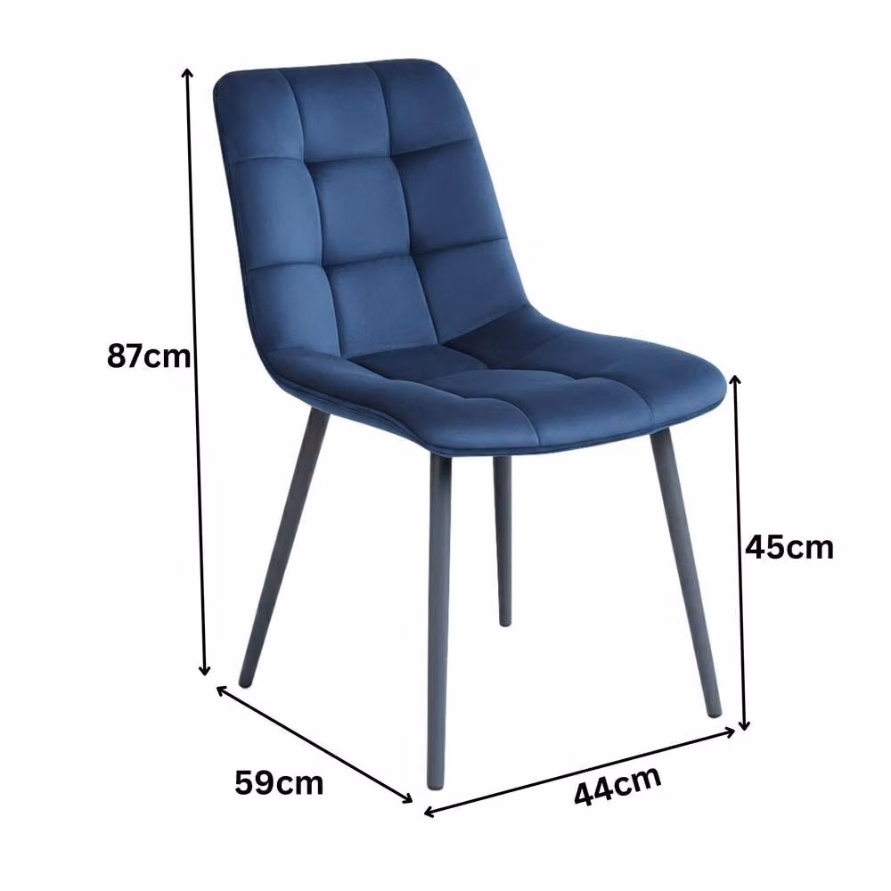 KOSY KOALA Modern Rectangular Dining Table Set with 6 Blue Upholstered Chairs in Brown – 2