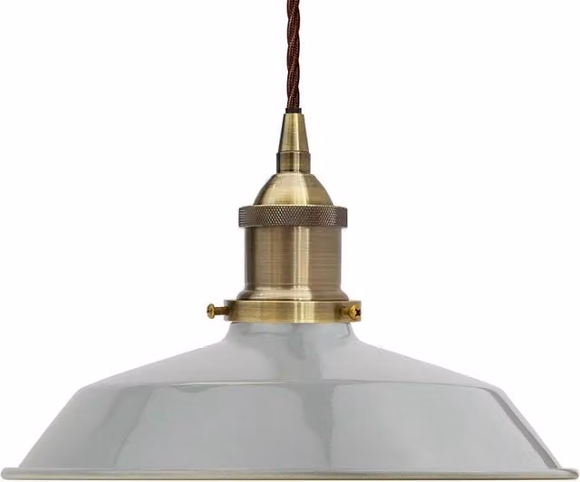 SE Home Trinity Small Metal Pendant Light in French Grey and Antique Brass