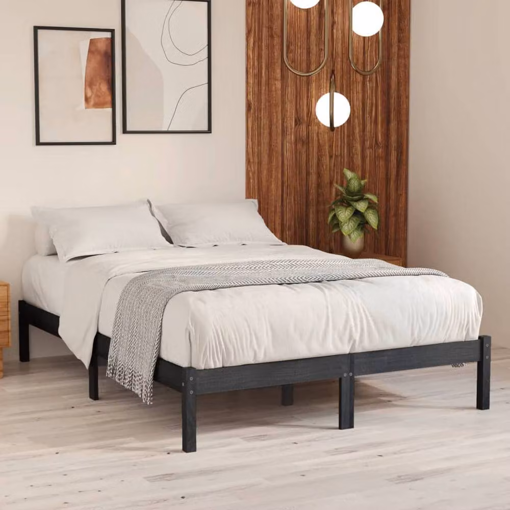 Berkfield Home Grey Solid Pine Wood Bed Frame 200 x 200 cm – 2