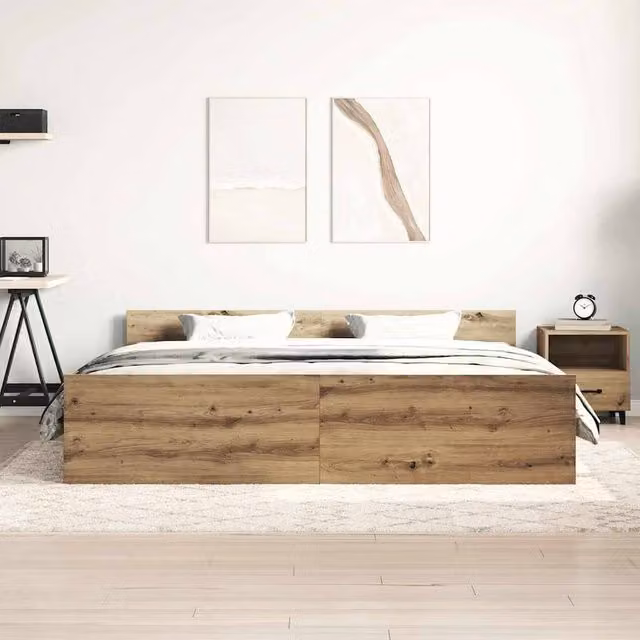 Berkfield Home Artisan Oak Bed Frame in Brown with Drawers, 160 x 200 cm