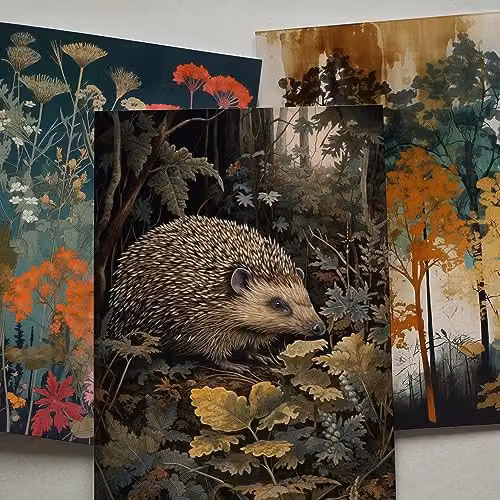 Artery8 50 Piece Earthy Wild Nature Botanical Collage Kit, Multicolour Rustic Aesthetic Wall Art Prints, W: 15 cm, H: 10 cm – 5