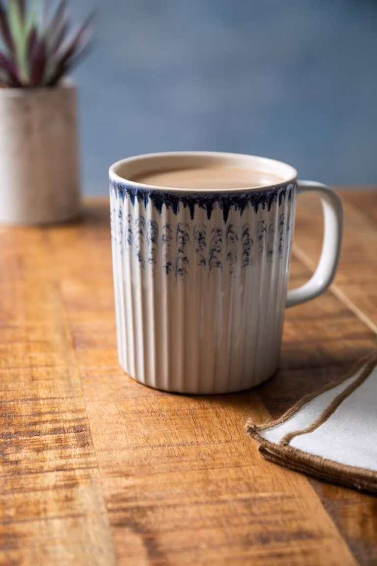 Mikasa Set of 4 Mid Blue Textured Stoneware Mugs