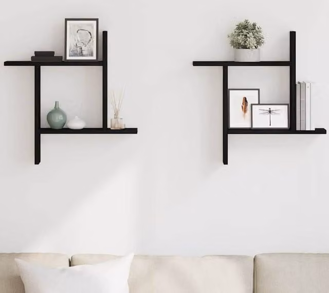 Berkfield Home Durable Wall Mounted Shelves, 2 Pack, Black Oak, W/D/H: 50 x 12 x 50 cm