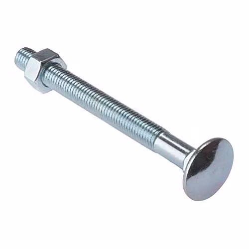 Forgefix M6 x 130mm Galvanised Steel Dome Carriage Bolts with Nuts in Silver, 10 Pack