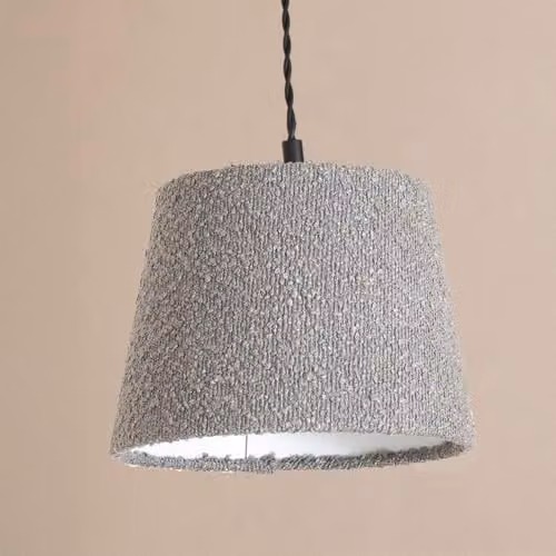 ValueLights Rory Tapered Grey Boucle 3-Drop Ceiling Pendant Light with LED Bulbs and Wired Fitting – 2