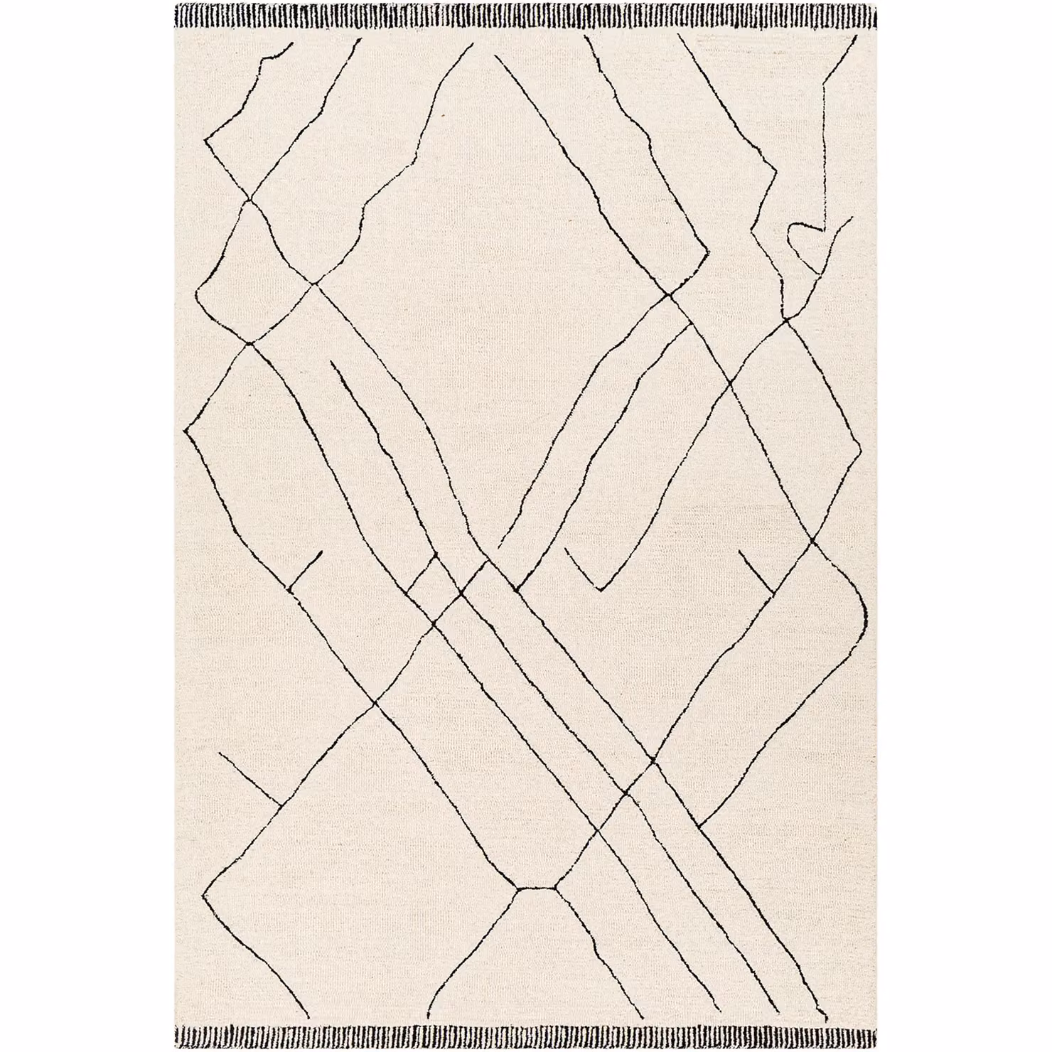 Livabliss Arsenal Hand Tufted Wool Rug in Beige, Black and White, W: 150 cm, D: 230 cm – 2
