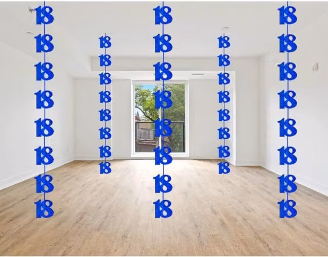 Shatchi 18th Birthday Paper Pennant Hanging String in Shine Blue
