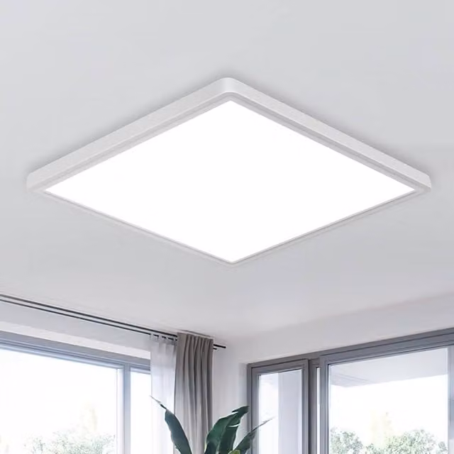Goeco White Square LED Ceiling Light, 24 W, IP45, 30 cm Diameter – 1