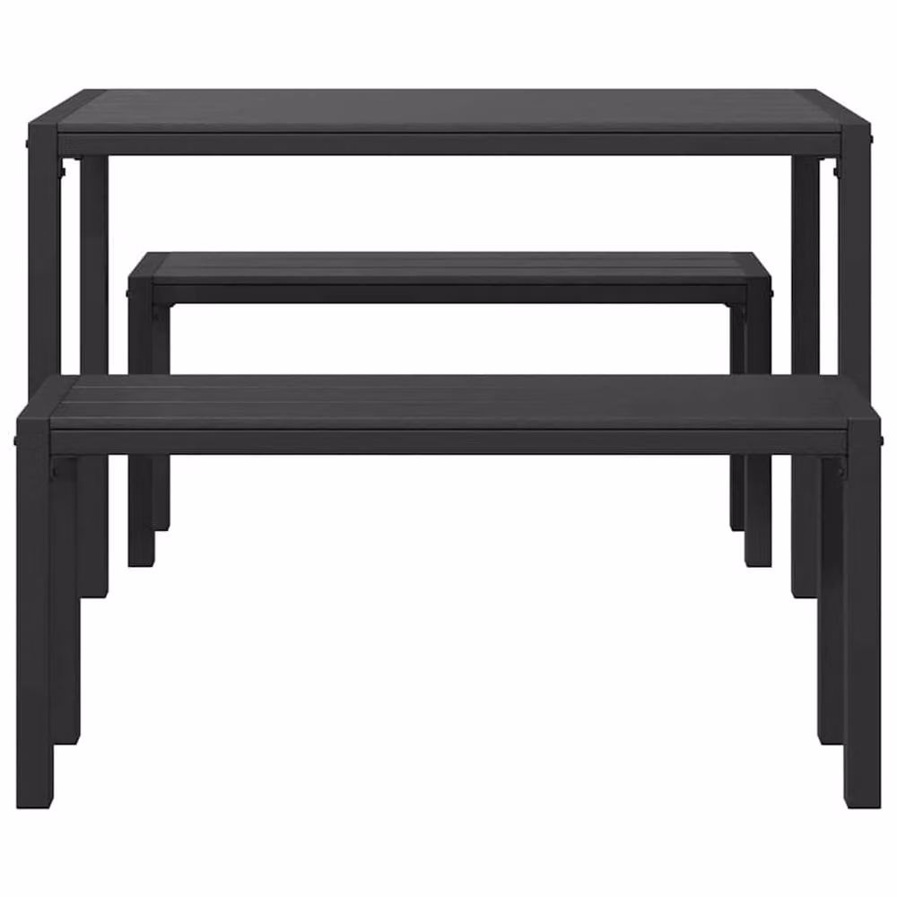 Berkfield Home Modern 3-Piece Garden Dining Set in Black Steel and Composite – 4