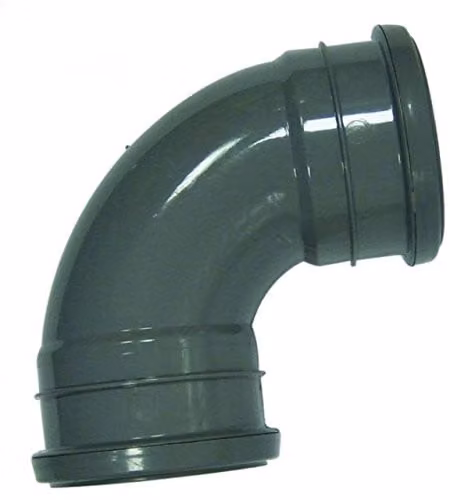 FloPlast Solvent Weld Soil Bend, 90 Degree, Grey