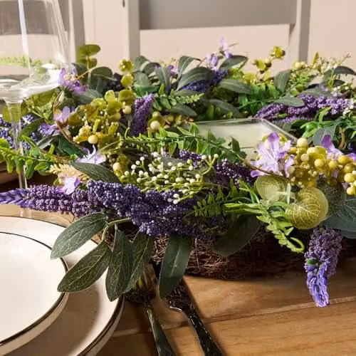 OHS Purple Lavender Artificial Floral Wreath for Spring and Summer Decoration, W/D/H: 50 x 50 x 50 cm – 6