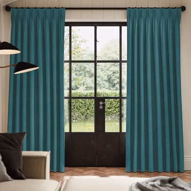 Ante Decor Fortress No Joins Dimout Made To Measure Curtains in Peacock Blue